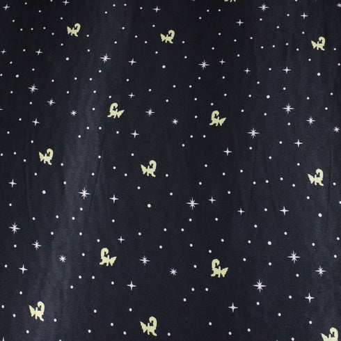3 Metres Premium Printed Satin - Black- (60")