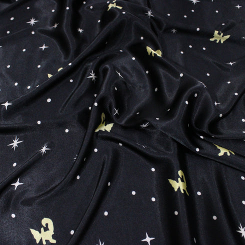 3 Metres Premium Printed Satin - Black- (60")