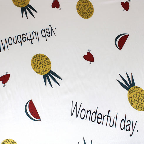 3 Metres Premium Printed Satin - Cream Pineapple - (60")