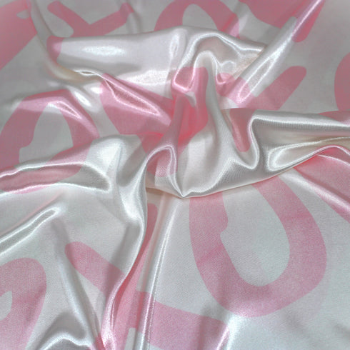 3 Metres Premium Printed Satin - Pink XOX- (60")