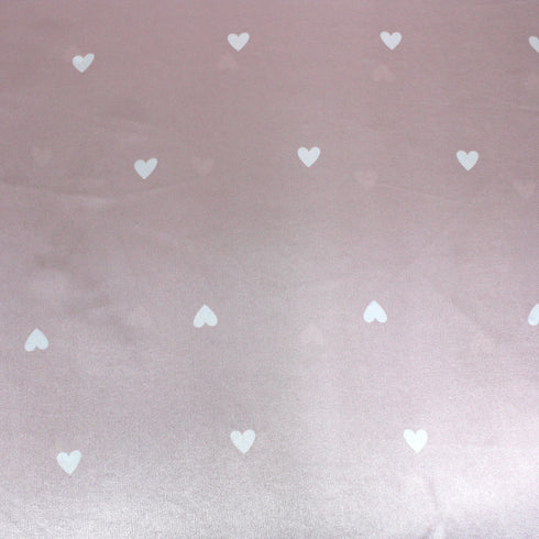 3 Metres Premium Printed Satin - Pink Heart- (60")