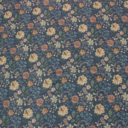 3 Metres Printed Cashmere Effect Crepe, 'Navy Floral'- 45" Wide