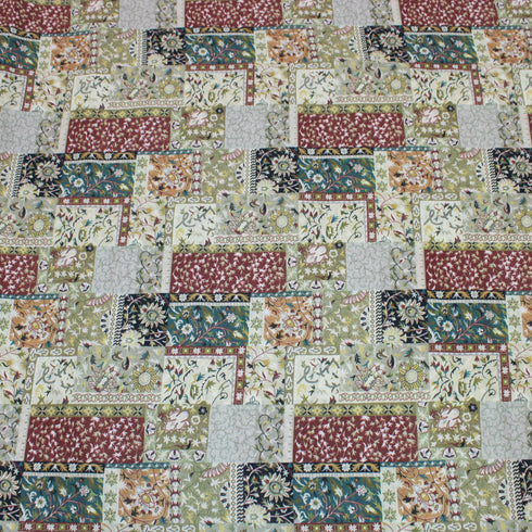 3 Metres Printed Cotton Lawn, 'Green Tiles' - 58" Wide
