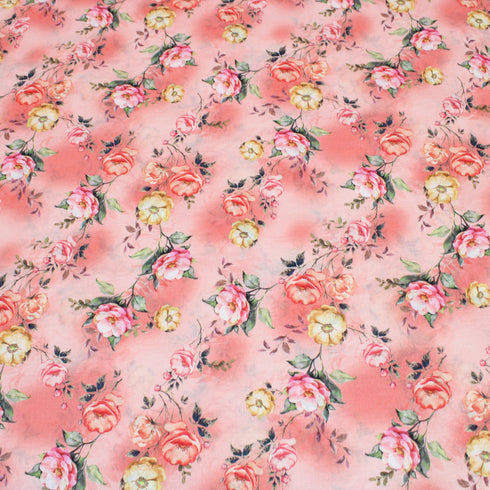3 Metres Printed Cotton Lawn, 'Rose Bush Pink' - 58" Wide