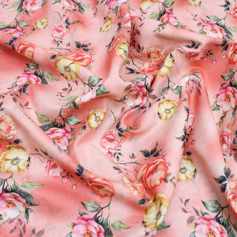 3 Metres Printed Cotton Lawn, 'Rose Bush Pink' - 58" Wide