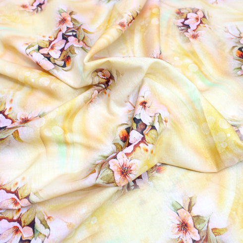 3 Metres Printed Cotton Lawn, 'Yellow Floral' - 58" Wide