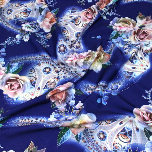 3 Metre, Dressmaking Matt Satin,- 55" Wide- Navy