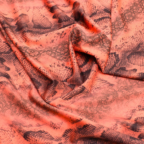 3 Metres, Printed Scuba Jersey, 'Reptile Lace Print' - 55" Wide M8E