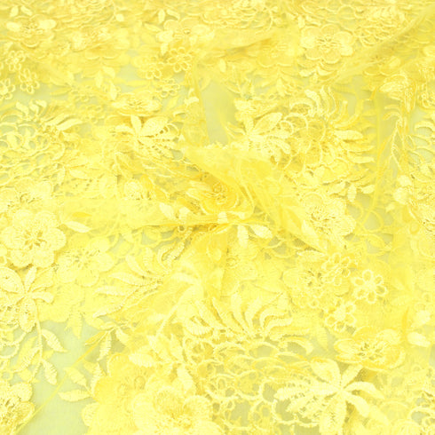 3 Metre Luxury Embroidered Lace - 55" Wide -Yellow