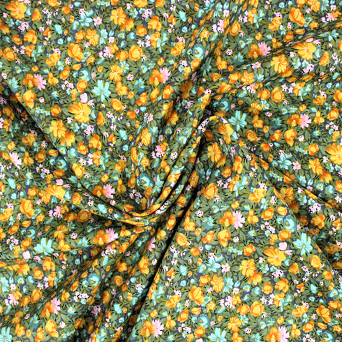 3 Metres, Premium Cotton Lawn - 60" Wide - Yellow Garden