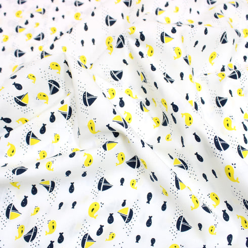Sold Per Metre, Printed Cotton Poplin, 'Nautical' - 45" Wide
