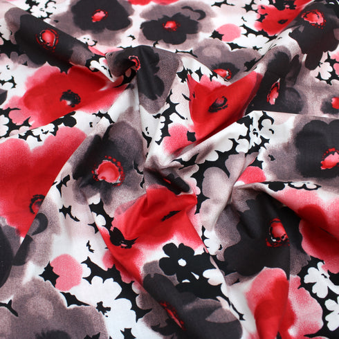 Sold Per Metre, Printed Cotton Poplin, 'Watercolour Poppy' - 45" Wide
