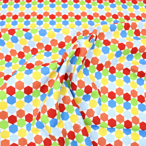 Sold Per Metre Digital Print 100% Cotton- 44" Wide- Hexagon
