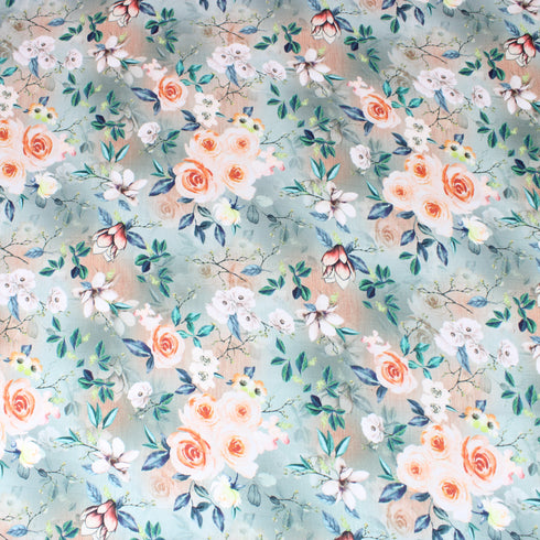 3 Metres Luxury Dress Making Satin - 45" Wide - Green Blossom