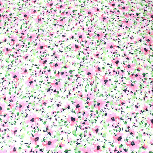 3 Metres Luxury Dress Making Satin - 45" Wide - White Ditsy