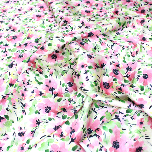 3 Metres Luxury Dress Making Satin - 45" Wide - White Ditsy