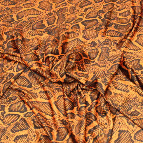 3 Metres Luxury Durable Lycra Effect Abstract Printed Jersey 55" Wide - Terracotta Orange
