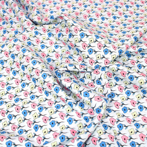 Per Metre Premium Cotton Lawn - 55" Wide - White And Pink Ditsy