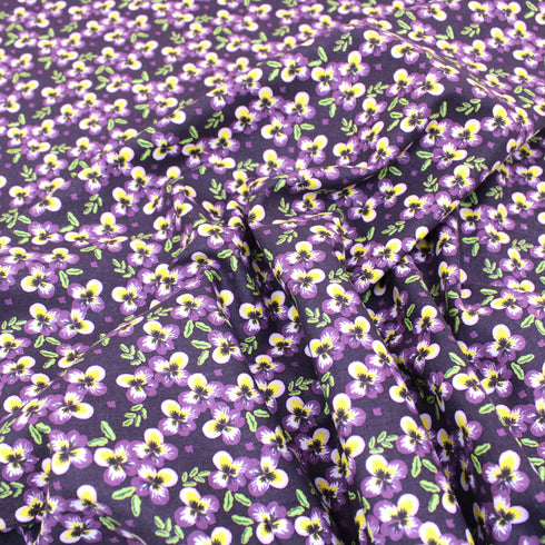 Sold Per Metre Digital Print 100% Cotton - 44" Wide - Purple, Yellow and Lilac