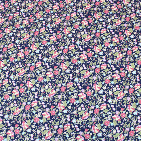 Sold Per Metre Digital Floral Print 100% Cotton - 44" Wide - Navy, Pink and Lilac