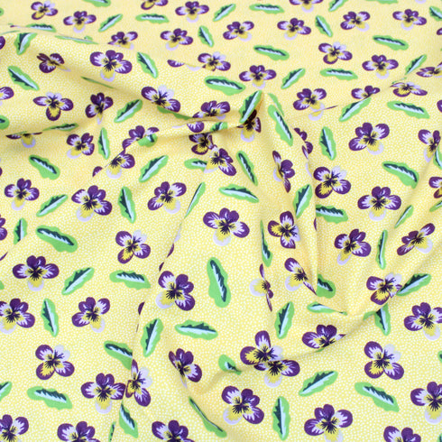 Sold Per Metre Digital Floral Print 100% Cotton - 44" Wide - Yellow