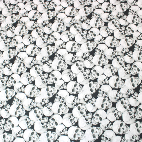 Sold Per Metre, Premium Quality Printed Halloween Cotton, 'Big Skulls' - 45" Wide