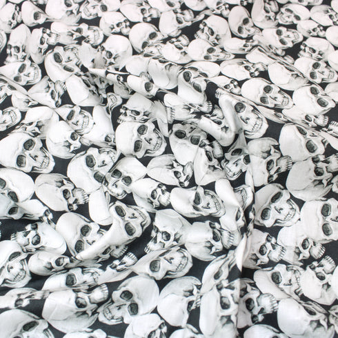 Sold Per Metre, Premium Quality Printed Halloween Cotton, 'Big Skulls' - 45" Wide