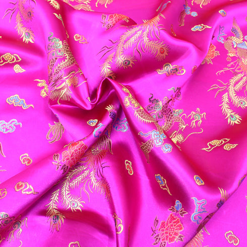 Per Metres Oriental Chinese Brocade - 45" Wide - Pink