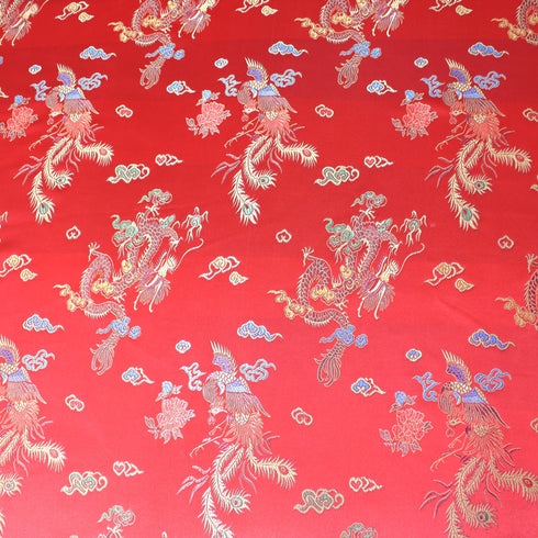 Per Metres Oriental Chinese Brocade - 45" Wide - Red