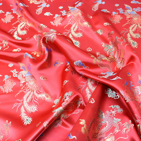 Per Metres Oriental Chinese Brocade - 45" Wide - Red