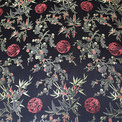 Per Metres Oriental Chinese Brocade - 45" Wide - Black