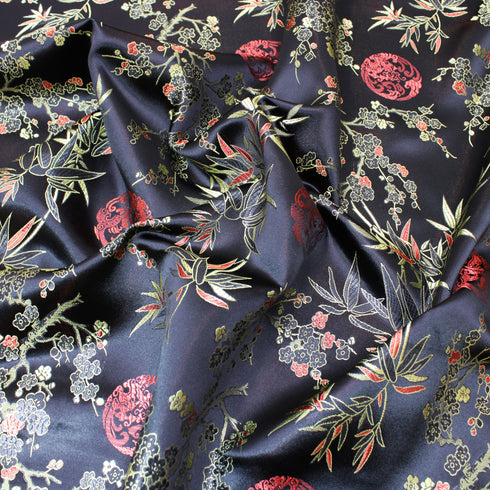 Per Metres Oriental Chinese Brocade - 45" Wide - Black