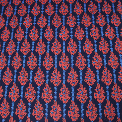 Per Metre, Premium Cotton Lawn - 55" Wide - Navy & Red
