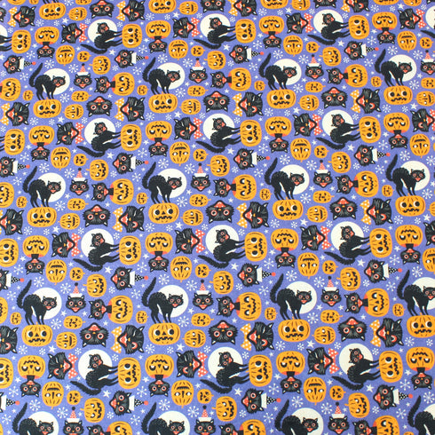 Sold Per Metre, Premium Quality Printed Halloween Cotton, 'Cats' - 45" Wide