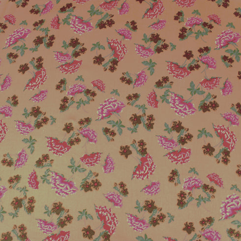 3 Metres Super Quality Floral 100% Viscose Fabric - 55" Wide - Coffee Brown