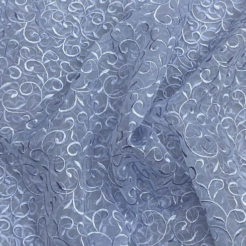 3 Metres Luxurious Embroidery Organza - 55 " Wide (Grey)