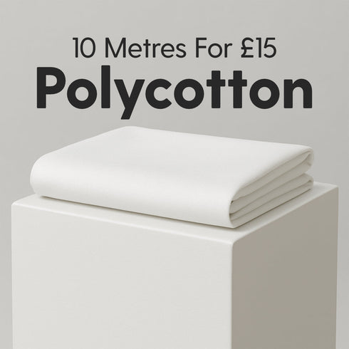 10 Metres Dressmaking Poly-Cotton - 55" wide (White)
