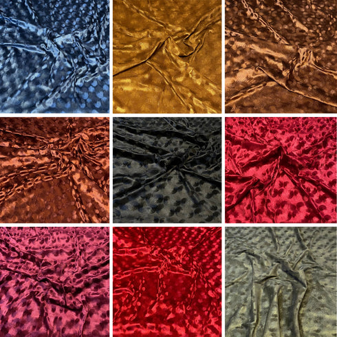 55" Wide Embossed Soft Velvet - 10 Variations Available