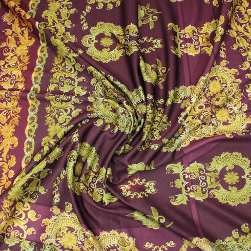 3 Metres Luxury Durable Lycra Effect Printed Jersey 55" Wide - Ancient