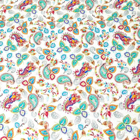 Per metre Quilting Cotton, 'Multi-coloured Leaves' - 45" Wide