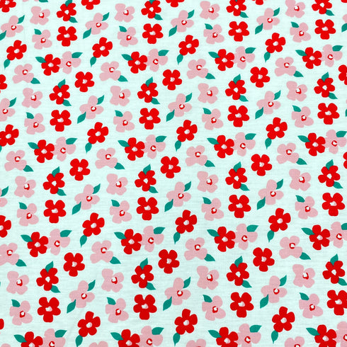 Per Metre Luxury Dressmaking 100% Cotton Lawn- 60" (Pink & Red)