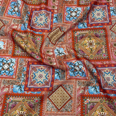 3 Metres Woven Linen Look Crepe- 55" Wide (Red)