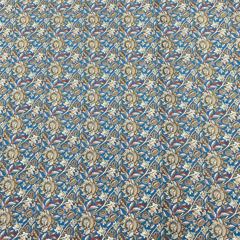3 Metres Luxury Dressmaking 100% Cotton Lawn- 60" (Blue Flowers)