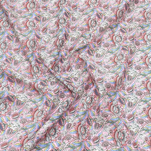 3 Metres Luxury Dressmaking 100% Cotton Lawn- 60" (Pink Flowers)