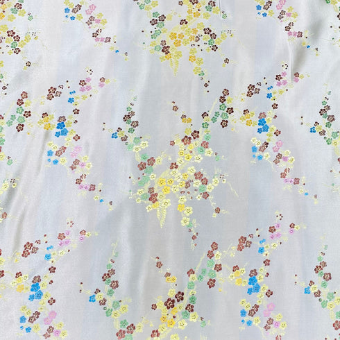 Per Metres Oriental Chinese Brocade - 45" Wide - (Silver)