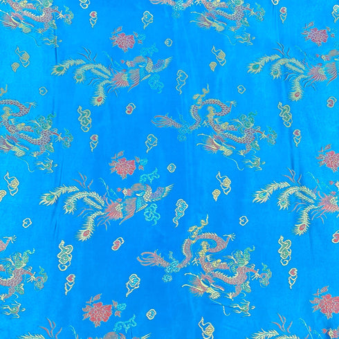 Per Metres Oriental Chinese Brocade - 45" Wide - (Blue)