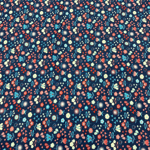 3 Metres Super Soft Printed Poplin Cotton - 63" Wide (Multi Colour Flowers)