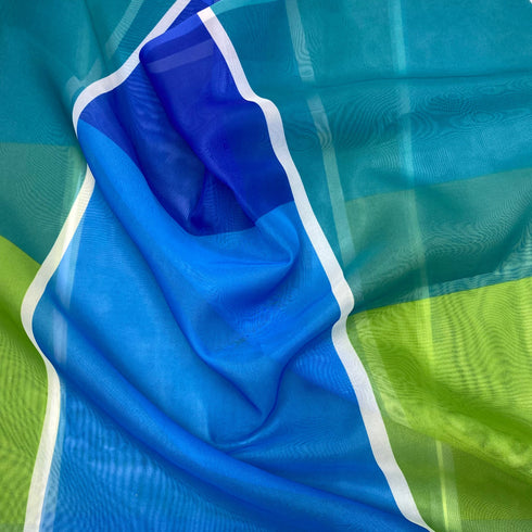 3 Metres Printed Crepe 120" Wide (Green & Blue)