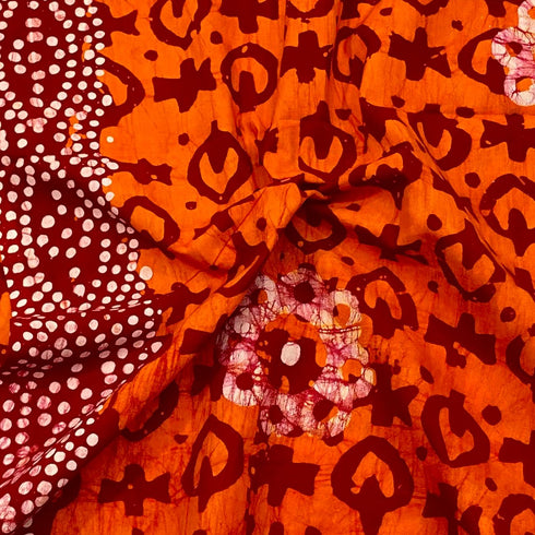 2.9 Metres Premium Quality 100% Cotton Batik - 45" Wide - (Bright Orange)