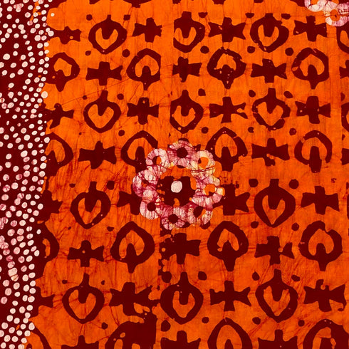 2.9 Metres Premium Quality 100% Cotton Batik - 45" Wide - (Bright Orange)